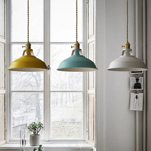 Lampe pendante vintage pastel - Elégance métallique - Ambiance douce