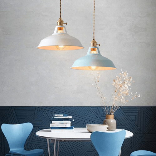 Lampe pendante vintage pastel - Elégance métallique - Ambiance douce