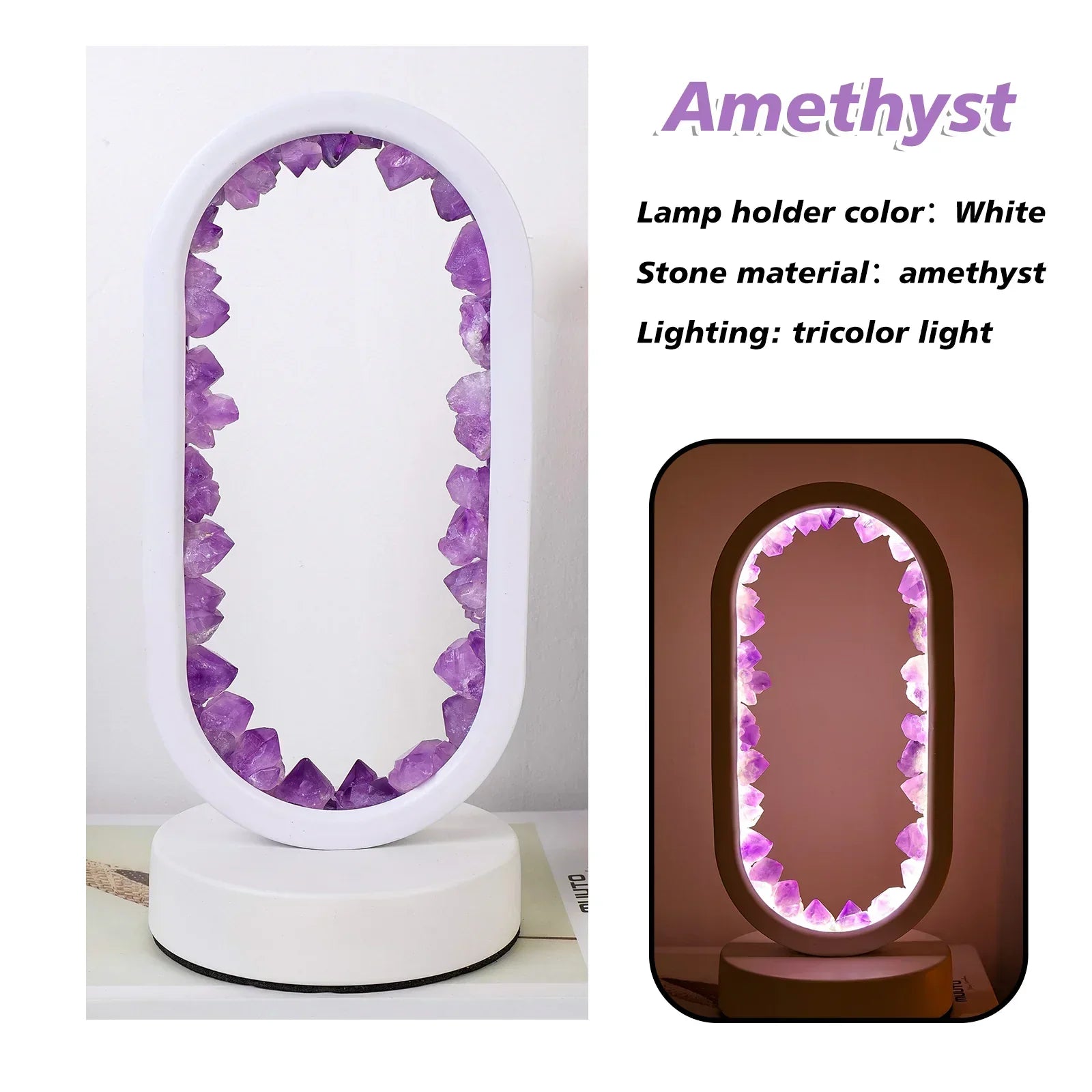 AuraStone - Lampe en améthyste naturelle - Calme et sérénité - Eclairage apaisant